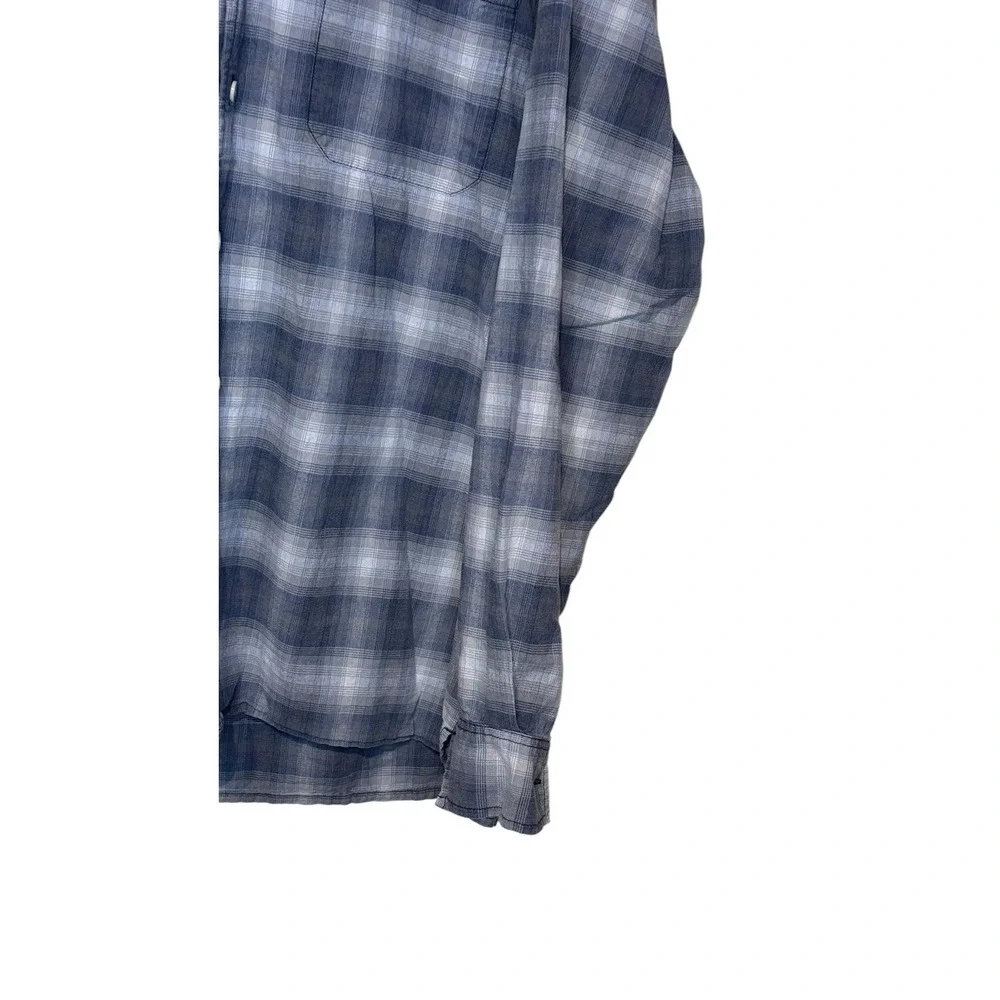 Levi's Men Shirt Vintage‎ 90's Western Plaid Button-Up Long Sleeve Blue Large